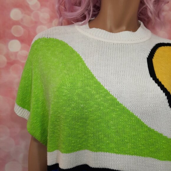 Vintage 80s Tangiers Funky Abstract Print Sweater Oversized Short Sleeve Size M - Picture 6 of 10